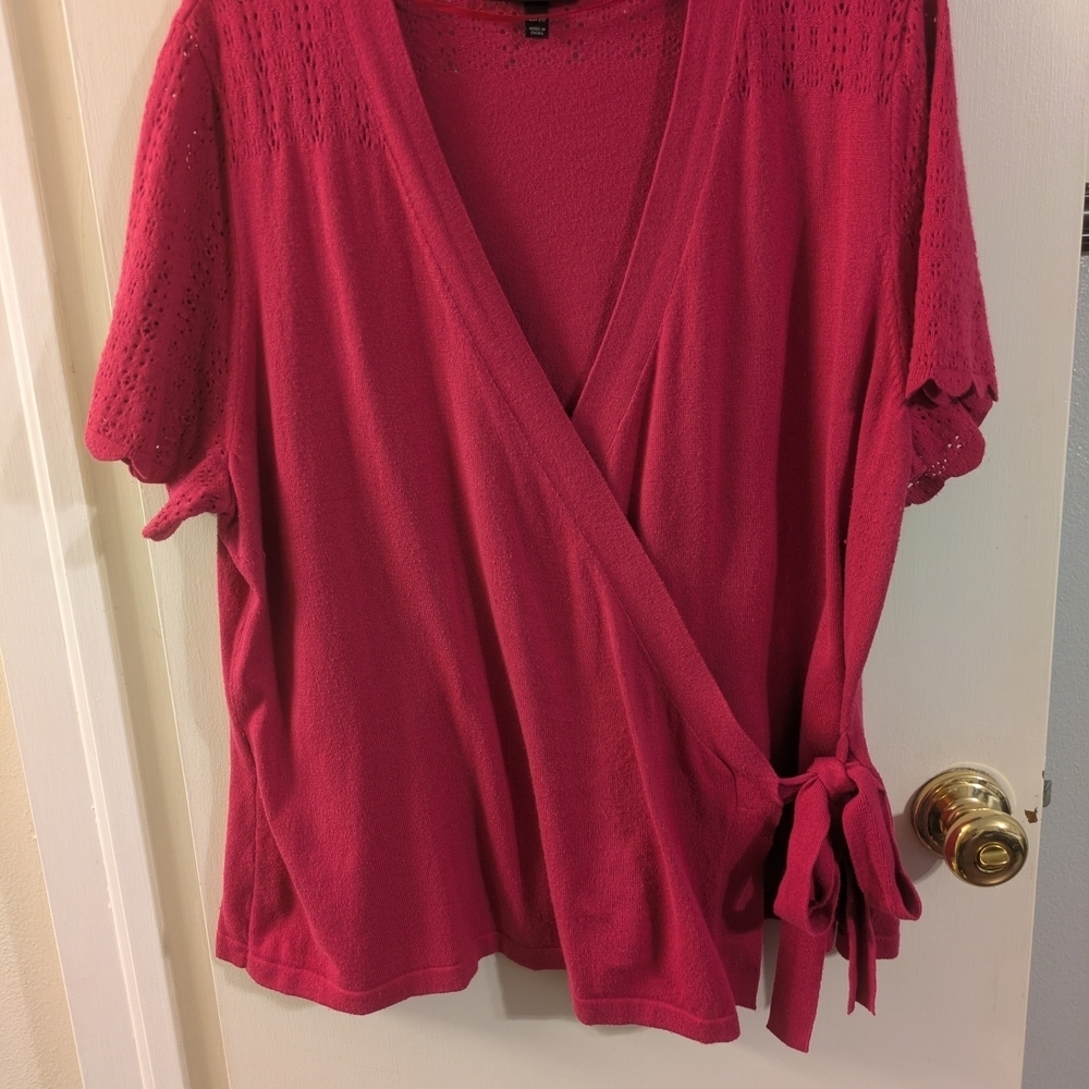 Women's Magenta Wrap Sweater - Picture 5 of 5